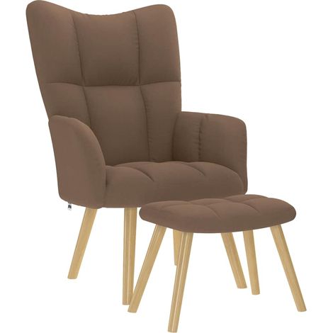 Relaxsessel mit Hocker Braun Stoff (1/5)