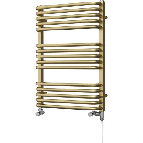 Crossmoor - Brushed Brass Dual Fuel Towel Rail H736mm x W500mm Standard (1/3)