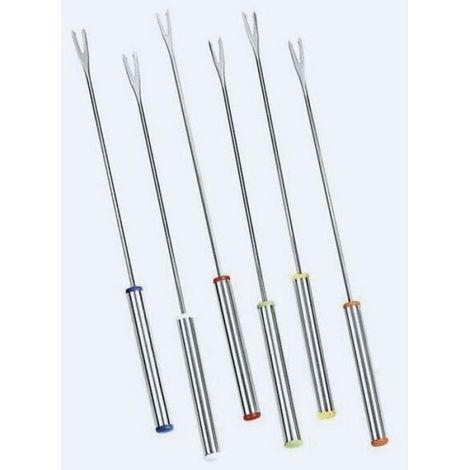 Fourchette À Fondue - Acier Inoxydable - Longueur 24,5 Cm - Pour Soirée Fondue - Lot De 6