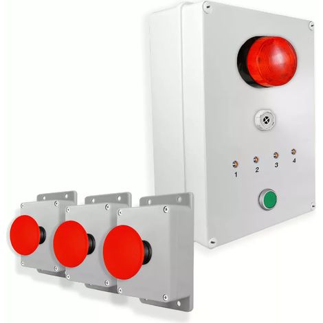 Système identification alerte sans-fil 900m - 3 boutons coup de poing / Sirène / Flash / LEDs / Bouton d'arrêt (DA600+)