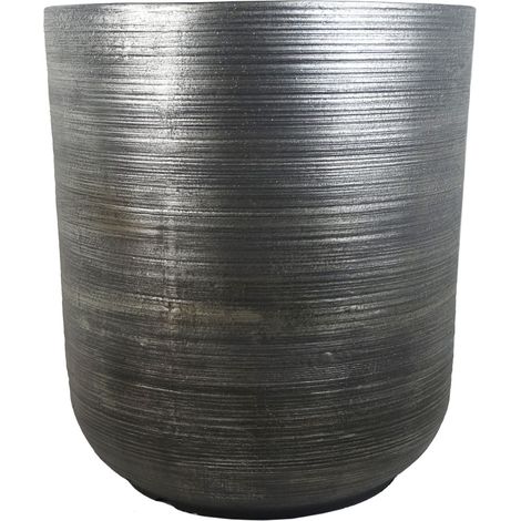 47cm x 41cm Coya Silver Ridged Planter Extra Large Composite Plant Pot (1/5)