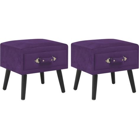 Mesilla de noche mesita de noche cómoda mueble de dormitorio 2 piezas morado oscuro 40x35x40 cm terciopelo 1402050