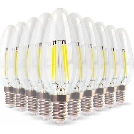 Los mit 10 LED-Lampen E14 Flame Filament 4w Eq 40W warmweiß 2700K