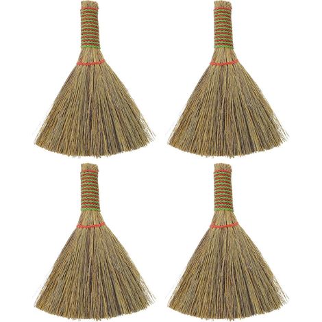 Lot de 4 mini balais à paille pour le nettoyage bureau, brosse main en (1/5)