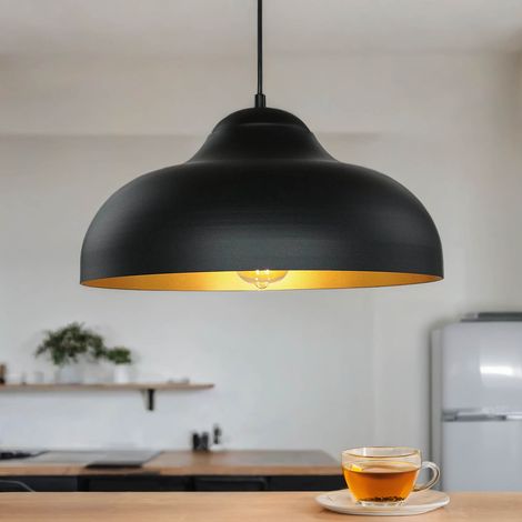 Hängelampe E27 Ø 40 cm Schwarz Gold aus Metall Modern Hängeleuchte Küche (1/5)