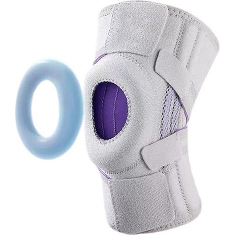 Ginocchiera compressiva con cinturini in silicone, tutore sportivo per ginocchio, utilizzabile su polpacci e parte bassa della schiena, taglia unica, unisex (grigio chiaro) (1/5)