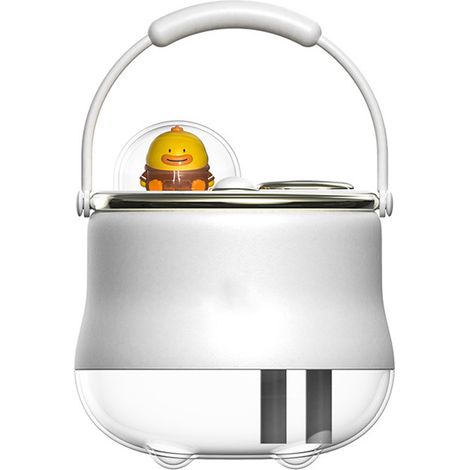 Humidificateur d'air 400ml double pulvérisation, forme canard mignon, mini diffuseur de brouillard avec poignée, blanc, type batterie, pour bureau chambre (1/5)
