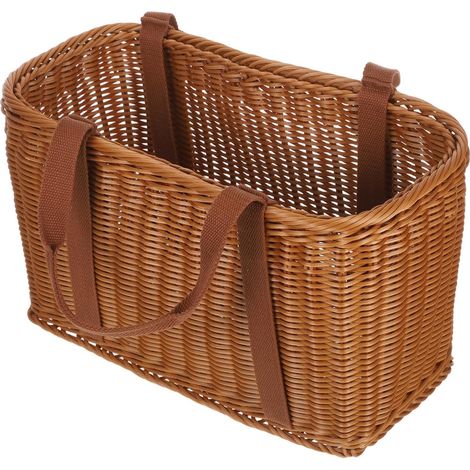 Panier à provisions tressé à la main avec poignées rustiques, pour fruits, légumes et pique-nique (1/5)