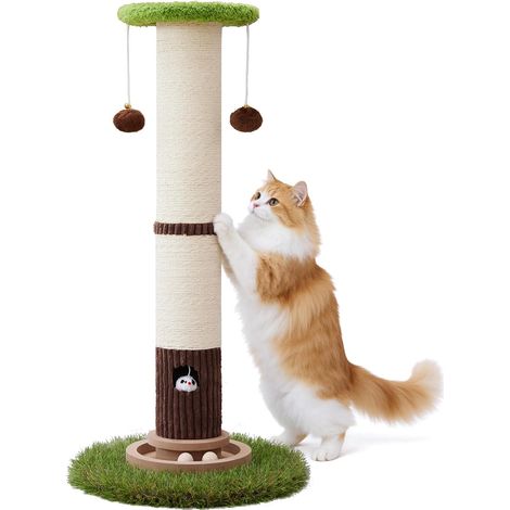 86 cm hoher Katzenkratzbaum mit Kugelbahn, robust und aus dickem, natürlichem Sisal gefertigt, großer Durchmesser, ideal für Wohnungskatzen, schützt Ihre Möbel
