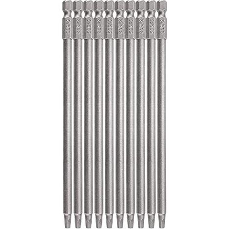 10 pièces 150mm 1/4" Embouts magnétiques carrés longs pour visseuse, lot d'embouts de vissage (SQ2)