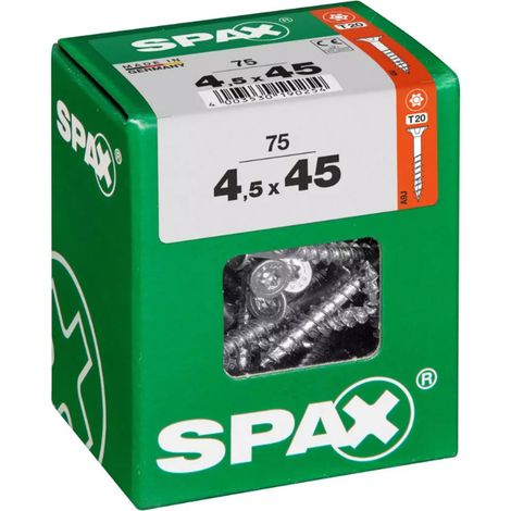 SPAX Universalschraube, 4 x 45 mm, 100 Stück, Teilgewinde, Senkkopf, T-STAR plus T20, 4CUT, WIROX - 4191010400457