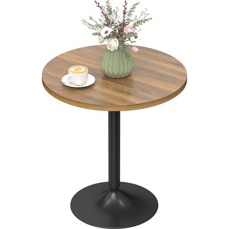 Runder Stehtisch 60 cm, hoher Tisch mit rutschfesten Füßen, für Küche und Wohnzimmer, Nussbaum