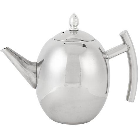 Teekanne aus Edelstahl mit Deckel und Sieb, gebogenem Griff, Teekessel für Zuhause, Restaurant und Hotel, 1,0 l/1000 ml (1/5)