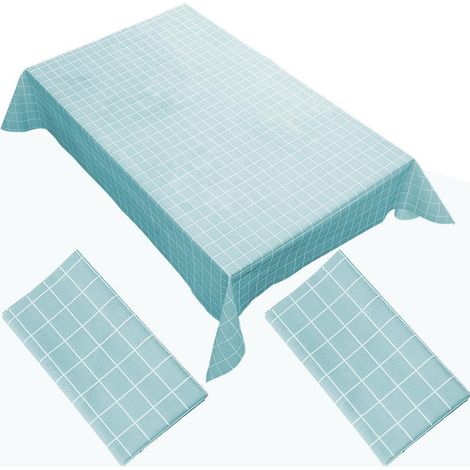 2er Set Tischdecke 137x180 cm wasserdicht abwischbar blau PVC für Küche & Picknick