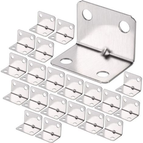 100Pcs Equerre de Coin en Acier Inox, Équerre 90 Degrés Robuste, Équerre à Angle Droit, Petit Equerre de Fixation pour Bois, Support Angle Droit Brace pour Fixation Clôture Table Étagère (1/5)