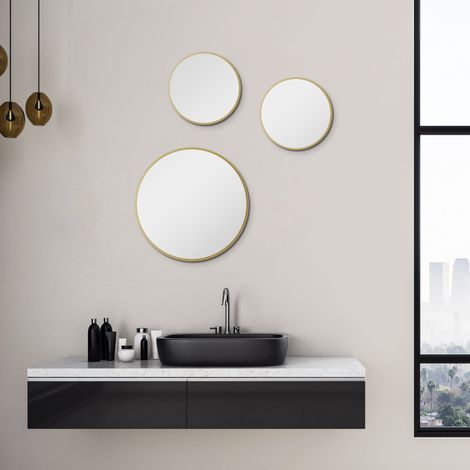 Talos Picasso Spiegel gold Ø 25 cm - mit hochwertigem Aluminiumrahmen für stilvolles Ambiente - Perfekter Badezimmerspiegel Rund, der Eleganz und Funktionalität vereint (1/5)