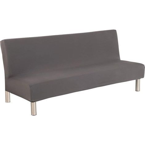 1 Housse De Canapé Clic Clac Extensible Sans Accoudoirs 180-210cm Polyester Gris Salon (1/5)