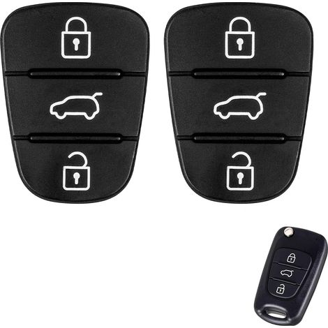 2 Coque clé de Voiture, Silicone Noir, 3 Boutons, Compatible Hyundai Kia (1/5)