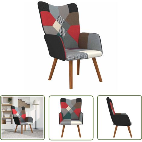 The Living Store Relaxsessel Patchwork Stoff - Sessel - Relaxsessel - Patchwork Sessel - Bequemes Sofa - Wohnzimmersofa (1/5)
