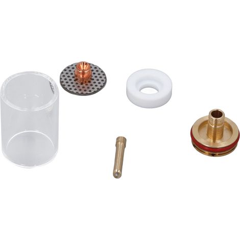 1 jeu de 5 pièces pour torche de soudage TIG : coupelle en verre, électrode, connecteur, couvercle avant en PTFE pour WP 17, WP 18 et WP 26. (1/5)