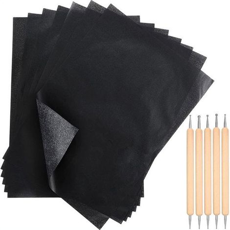 100 feuilles Papier calque carbone,Format A4,Noir,Transfert précis,Outils pointillage inclus,Bois toile verre céramique (1/5)