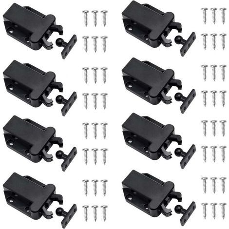 8 Pièces Loquets à Libération Tactile Loqueteau Pousse Lache Loquets de Porte Non Magnétiques pour Placard Meubles Porte Armoire Loquet Tactile Noir (1/4)