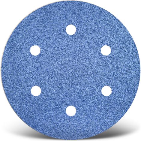 MENZER Blue Dischi abrasivi velcrati, 150 mm, 6 fori, p. Levigatrici rotorbitali, Corindone zirconio (25 Pz.) G80