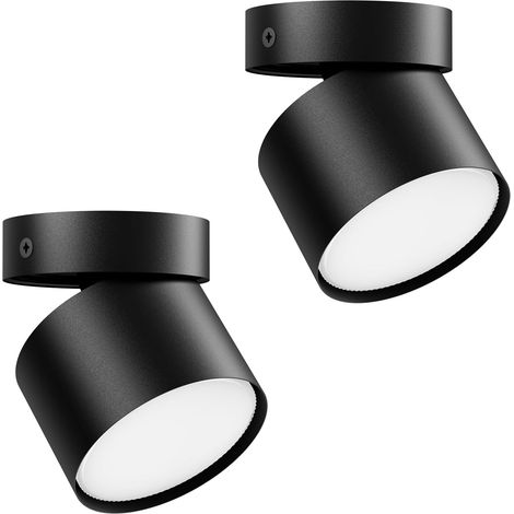 2 Pièces Spots Plafond Orientable Spot en Saillie, Douille GX53, Plafonnier Spot Ronde en Aluminium Intérieur, 81 x 79 mm, Ampoule non Incluse, Noir (1/5)