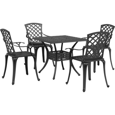 Maison Exclusive - 5-tlg. Garten-Essgruppe Schwarz Aluminiumguss