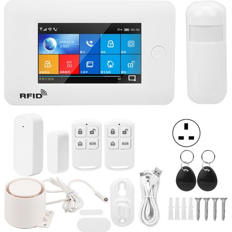 Système d'alarme anti-intrusion Tuya WIFI+GSM+GPRS, écran tactile couleur 4,3 pouces, 100-240V (prise UK) (1/5)