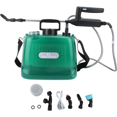 Pulvérisateur électrique alimenté par batterie de 2.1 gallons, batterie de 2000mAh, pulvérisateur de jardin portable rechargeable par USB, vert (1/5)
