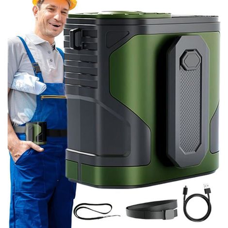 Portable Personal Size Fan, Battery Operated, 100 Speeds, Gadget with Flashlight for Neck, Camping, Construction (B) (1/5)