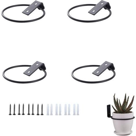 Lot de 4 supports muraux pliables pour pots de fleurs, fixation murale, pour pots de 4 pouces (1/5)