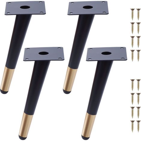 Pieds de Meuble 4 Pièces - Pieds de Table Oblique Cône Métal pour Canapé, Armoire, Chaise, Table Basse (Hauteur 20 cm)