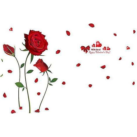 1 autocollant mural rose