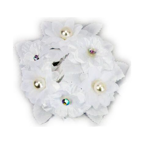 Bougie décorative Fleurs blanches 14 cm