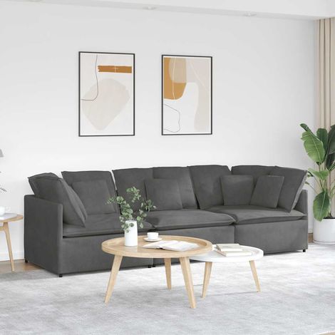 vidaXL Canapé modulable avec coussins velours côtelé gris foncé