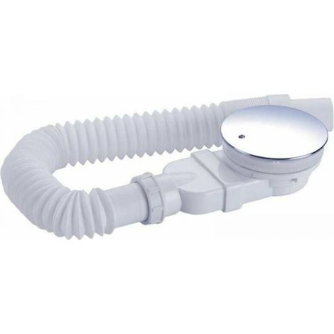 1PC Caniveau de douche 90 mm, blanc, extra plat, trou d'évacuation du receveur de douche, siphon avec système anti-odeur, filtre à cheveux, flexible, cache chromé (1/4)
