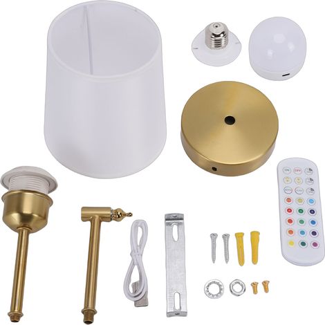 Applique murale à piles, 3 couleurs, lumière LED magnétique Rechargeable sans fil, variable, avec abat-jour en tissu, télécommande pour chevet (1/5)