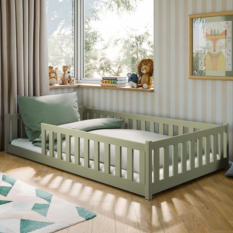 Letto a terra 120x200 con rete a doghe Maya Oliva