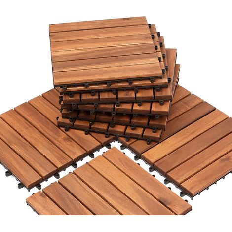Wolketon Holzfliesen Terrassenfliesen 11 fliesen 1㎡ Akazien bodenfliesen 30x30cm Klickfliese Bodenbelag Drainage wetterfest