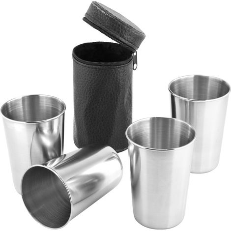 4er-Set Edelstahlbecher 150ml im Etui