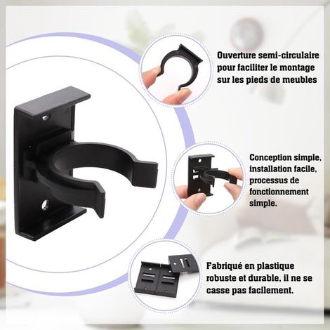 10 unidades,Clips para zócalos,Ganchos para zócalos de cocina,negro,plástico,para patas de armario con un diámetro de 2,6-2,8 cm (1/4)