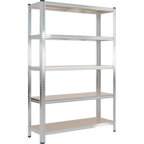 Wiltec Étagère pour charges lourdes 120x40x180cm, charge totale 875kg, Étagère enfichable Galvanisée en Acier, Rayonnage à 5 étagères, Meuble Atelier (1/5)