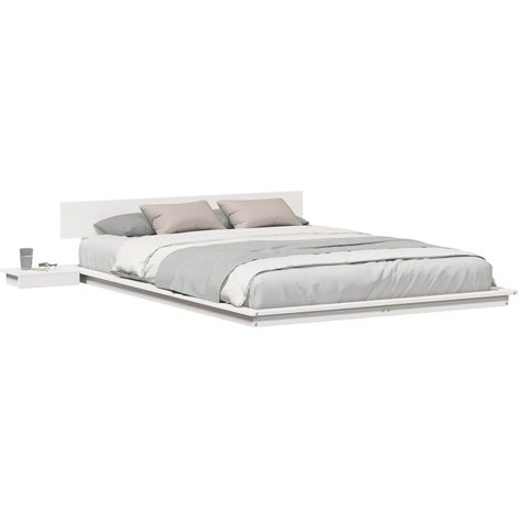 Lit double Lit adulte Cadre de lit Blanc 140 x 200 cm bois (1/5)