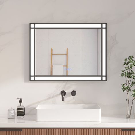 LED Badspiegel  Kaltweiß 6400K,Neutralweiß 4500K,Warmweiß 3000K,Touch Schalter,Antibeschlag, Energiesparend (1/5)