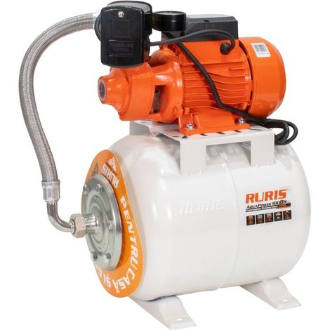 Pompe surpresseur RURIS AquaPower 1008S - 750 W - Réservoir 19 L - Débit 46 L/min - Hauteur de refoulement 45 m - Hauteur d'aspiration 9 m - Corps en fonte (1/4)