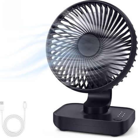 Stille USB Bureauventilator - 4000mAh & 4 Snelheden - Mini Oplaadbaar Ontwerp - Voor Kantoor en Bibliotheek (1/5)