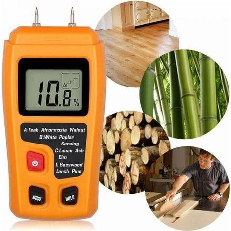 Testeur d'humidité du bois portable testeur d'humidité LCD pour détecteur d'humidité du bois pour la mesure de l'humidité du papier de bois de chauffage (1/4)