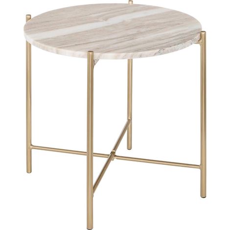Table d'Appoint en Marbre "Mesta" 42cm Beige